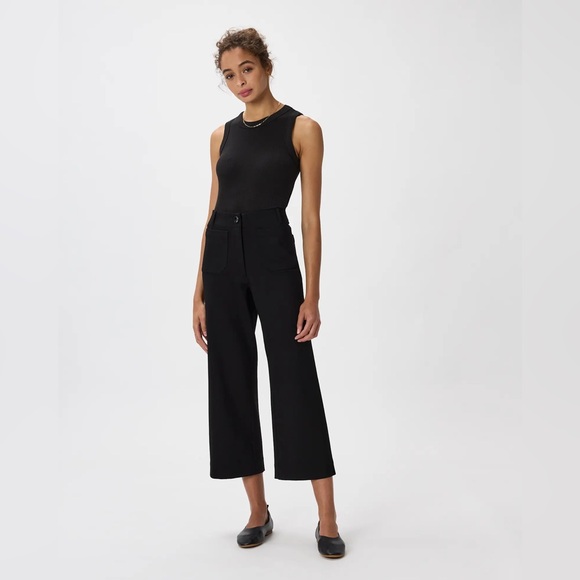 QUINCE Ultra-Stretch Ponte Cropped Wide Leg Pants black size 8 - Picture 2 of 8